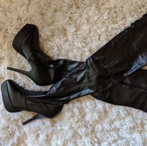 Pleaser thigh high leather boots
